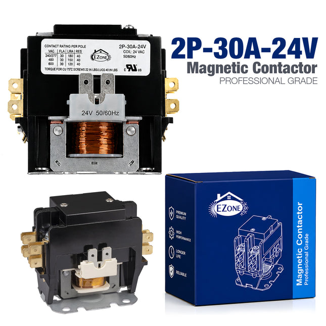 HVAC Contactor Air Conditioner 2 Pole 30 Amp 24 Volt Coil Co Style: 2P 30A 24V