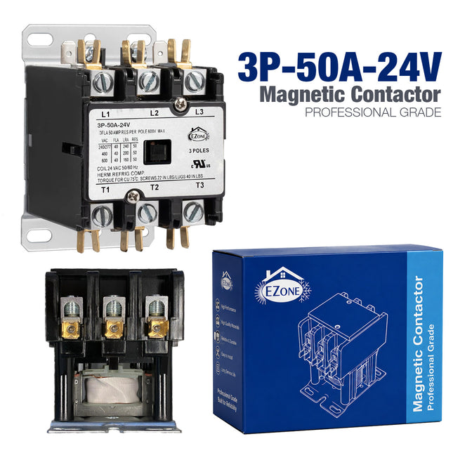 3P-50A-120V 3 Pole 50 Amp 120V Coil Definite Purpose Contactor New