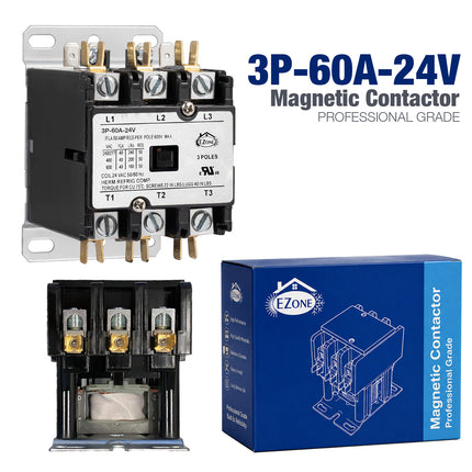 3P 60A 24V 3 Pole 60 Amp 24V Coil Definite Purpose Contactor New