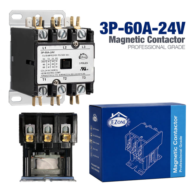 3P 60A 24V 3 Pole 60 Amp 24V Coil Definite Purpose Contactor New