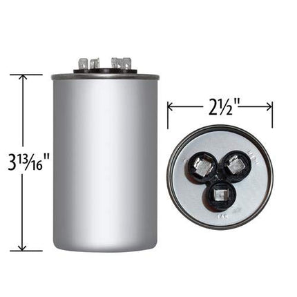 JARD 80 + 5 uF x 370 or 440 VAC - # 12801 Round Dual Run Capacitor