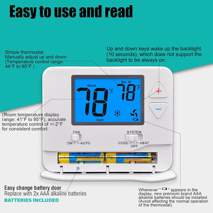 Digital Wall Electronic Non Programmable Single Thermostat 701 Heat / Cool