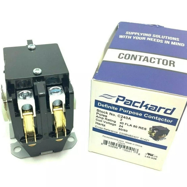 C240A CONTACTOR 2 POLES 24 COIL VOLTAGE 40IND