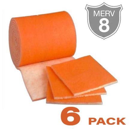 (6) Orange / White MERV 8 Polyester Air Filter Pads Tackified CHOOSE SIZE